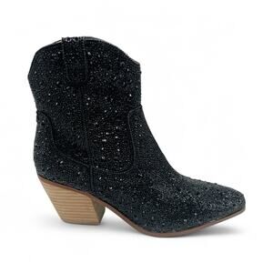 Betsey Johnson Emory Rhinestone Boots, Black, Women's Size 6.5